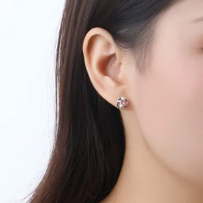 Bông Tai Bạc Nữ đính đá CZ Hình Cỏ 4 Lá May Mắn Shelby LILI 091223 1