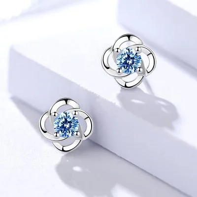 Bông Tai Bạc Nữ đính đá CZ Hình Cỏ 4 Lá May Mắn Shelby LILI 091223 4