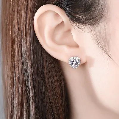 Bông Tai Bạc Nữ đính đá CZ Hình Trái Tim Cách điệu Winnie LILI 092491 3
