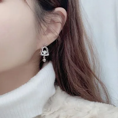 Bông Tai Bạc Nữ đính Kim Cương Moissanite Chuông Giáng Sinh LILI 091077 1