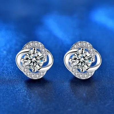 Bông Tai Bạc Nữ đính Kim Cương Moissanite Cỏ 4 Lá Jemma LILI 090999 5