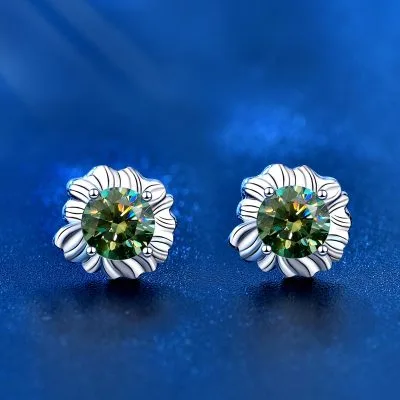 Bông Tai Bạc Nữ đính Kim Cương Moissanite Hoa Hướng Dương Ariella LILI 091123 1