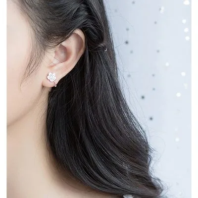 Bông Tai Bạc Nữ Giả Kẹp đính đá CZ Bông Hoa Anh đào Emerie LILI 091211 5