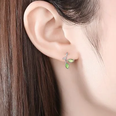 Bông Tai Bạc Nữ Phong Cách Hàn Quốc Hình Cành Lá Nhỏ Davina LILI 092483 4