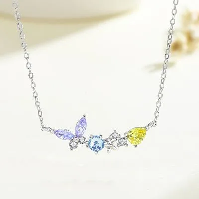 Dây Chuyền Bạc Nữ đính đá CZ Hoa Bướm Rosalie LILI 091962 5
