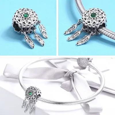 Hạt Charm Bạc Nữ đính đá CZ Dream Catcher LILI 087926 2