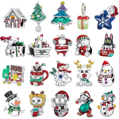 Hạt Charm Bạc Nữ đính đá CZ Giáng Sinh Noel LILI 088268 1