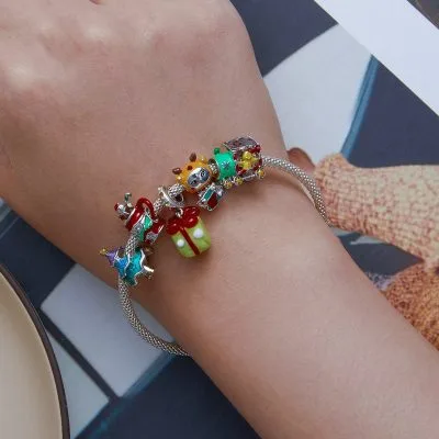Hạt Charm Bạc Nữ đính đá CZ Giáng Sinh Noel LILI 088268 2