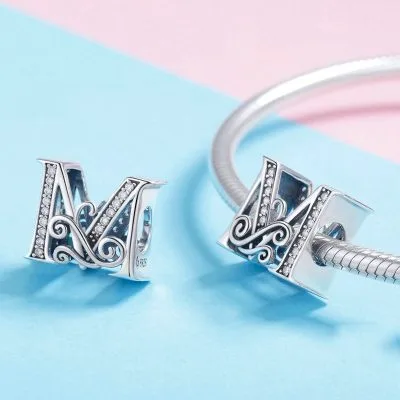 Hạt Charm Bạc Nữ đính đá CZ Hình Bảng 26 Chữ Cái Coraline LILI 086263 2
