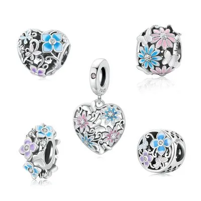 Hạt Charm Bạc Nữ đính đá CZ Hình Bông Hoa Cúc Dakota LILI 087106 10