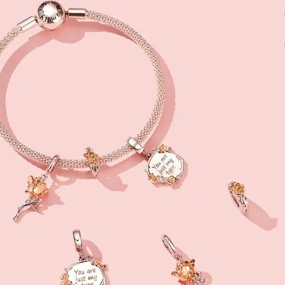 Hạt Charm Bạc Nữ đính đá CZ Hình Bông Hoa Hồng LILI 088985 5