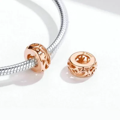 Hạt Charm Bạc Nữ đính đá CZ Hình Bông Hoa Hồng Londyn LILI 089279 2