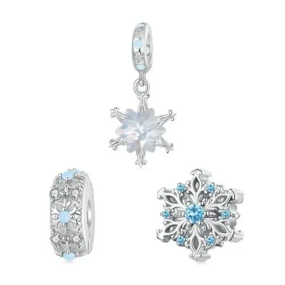 Hạt Charm Bạc Nữ đính đá CZ Hình Bông Hoa Tuyết Aviana LILI 086892 1