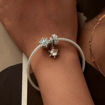 Hạt Charm Bạc Nữ đính đá CZ Hình Bông Hoa Tuyết Aviana LILI 086892 3