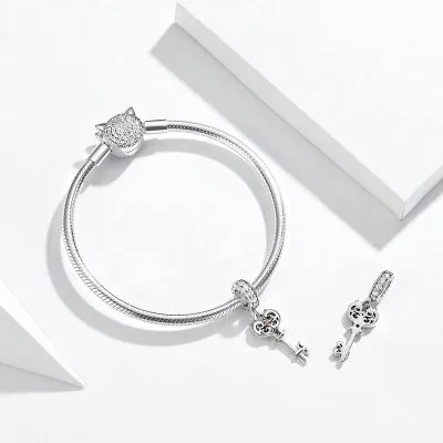 Hạt Charm Bạc Nữ đính đá CZ Hình Chìa Khóa Kiara LILI 089446 2