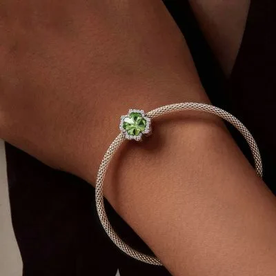 Hạt Charm Bạc Nữ đính đá CZ Hình Cỏ 4 Lá Antonella LILI 088621 4