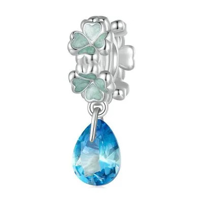 Hạt Charm Bạc Nữ đính đá CZ Hình Cỏ 4 Lá Và Giọt Nước Arabella LILI 089338 1