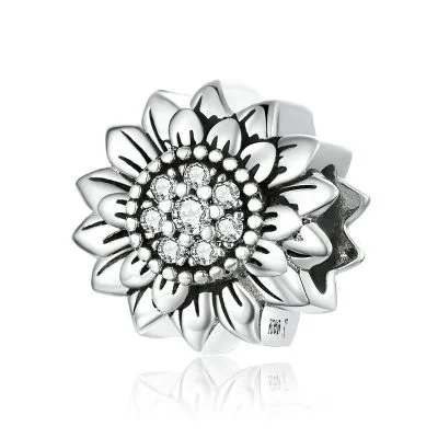 Hạt Charm Bạc Nữ đính đá CZ Hình Hoa Hướng Dương Adeline LILI 088651 1