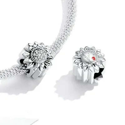 Hạt Charm Bạc Nữ đính đá CZ Hình Hoa Hướng Dương Adeline LILI 088651 4