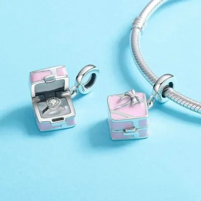 Hạt Charm Bạc Nữ đính đá CZ Hình Hộp Nhẫn Dakota LILI 089464 13