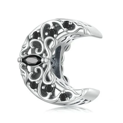 Hạt Charm Bạc Nữ đính đá CZ Hình Mặt Trăng Zuri LILI 089206 1