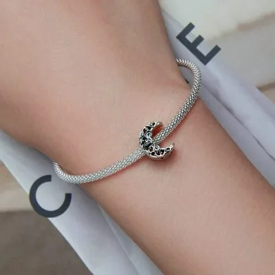 Hạt Charm Bạc Nữ đính đá CZ Hình Mặt Trăng Zuri LILI 089206 2