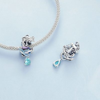 Hạt Charm Bạc Nữ đính đá CZ Hình Nàng Tiên Cá Presley LILI 089331 3