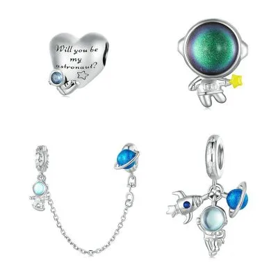Hạt Charm Bạc Nữ đính đá CZ Hình Phi Hành Gia Miriam LILI 087175 1