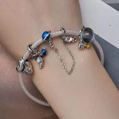 Hạt Charm Bạc Nữ đính đá CZ Hình Phi Hành Gia Miriam LILI 087175 2