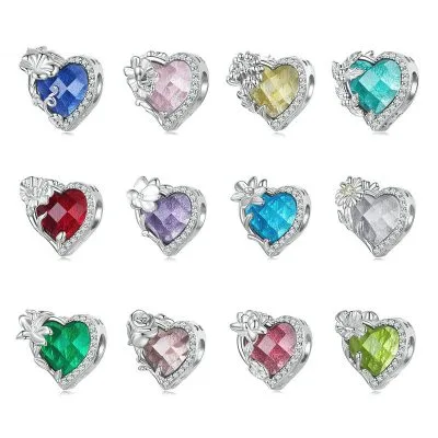 Hạt Charm Bạc Nữ đính đá CZ Hình Trái Tim Bellamy LILI 086608 4