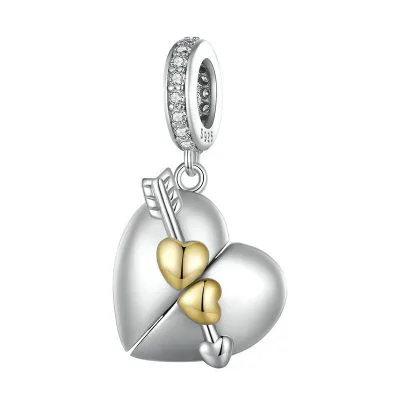 Hạt Charm Bạc Nữ đính đá CZ Hình Trái Tim đóng Mở Marley LILI 089557 1