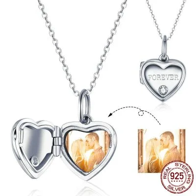 Hạt Charm Bạc Nữ đính đá CZ Hình Trái Tim đóng Mở Gắn ảnh Kendall LILI 089659 3