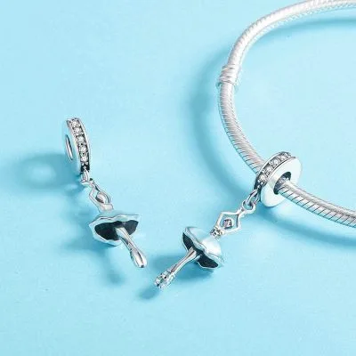 Hạt Charm Bạc Nữ đính đá CZ Hình Vũ Công Ba Lê Ariella LILI 089178 2