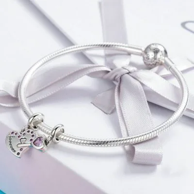 Hạt Charm Bạc Nữ đính đá CZ Khóa Trái Tim Milani LILI 087007 2