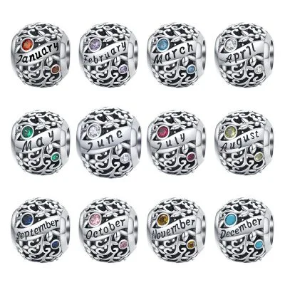 Hạt Charm Bạc Nữ đính đá CZ Tháng Và Màu Phong Thủy Estrella LILI 086336 1