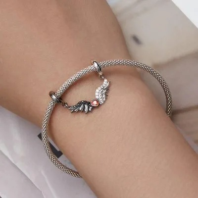Hạt Charm Bạc Nữ đính đá CZ Thiên Thần Và ác Quỷ Alina LILI 088944 2