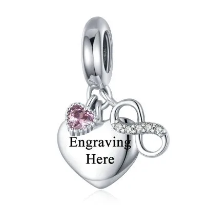 Hạt Charm Bạc Nữ đính đá CZ Trái Tim Khắc Tên Theo Yêu Cầu Melody LILI 088846 1