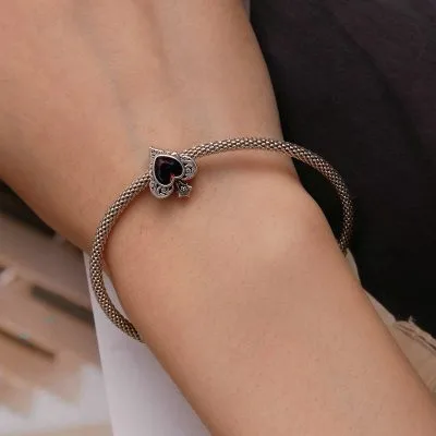 Hạt Charm Bạc Nữ đính đá Tourmaline Hình Trái Tim Aliyah LILI 089346 3