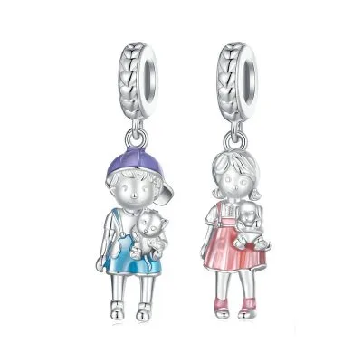 Hạt Charm Bạc Nữ Hình đôi Nam Nữ Dễ Thương Lilith LILI 087218 1