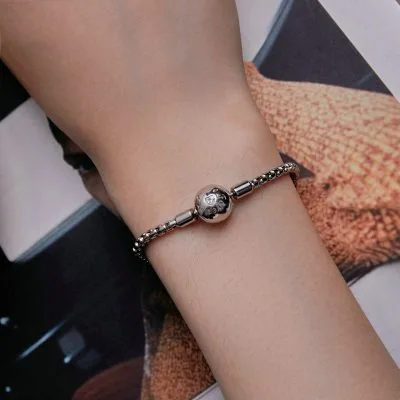 Vòng Pandora Bạc Nữ Chuỗi Vuông Tròn đính đá CZ Love Forever LILI 089934 2