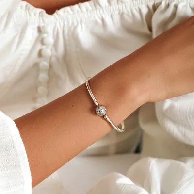 Vòng Pandora Bạc Nữ Dạng Kiềng đính đá CZ Hồ điệp Kira LILI 090082 2