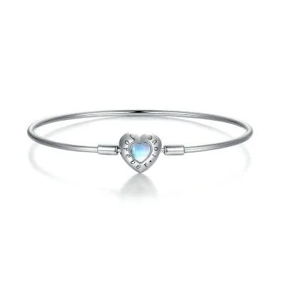 Vòng Pandora Bạc Nữ Dạng Kiềng đính đá CZ Trái Tim Adelina LILI 090142 1