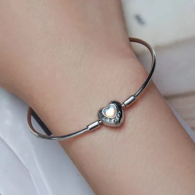 Vòng Pandora Bạc Nữ Dạng Kiềng đính đá CZ Trái Tim Adelina LILI 090142 3