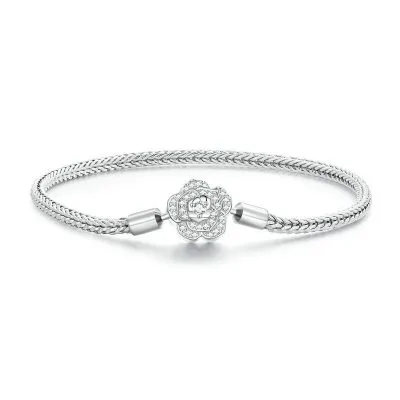 Vòng Pandora Bạc Nữ đính đá CZ Hình Bông Hoa Hồng Ariyah LILI 089965 1