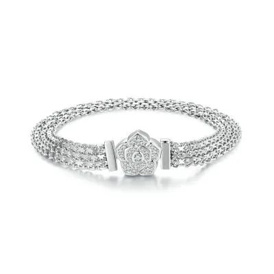 Vòng Pandora Bạc Nữ đính đá CZ Hình Bông Hoa Hồng Raya LILI 090166 1