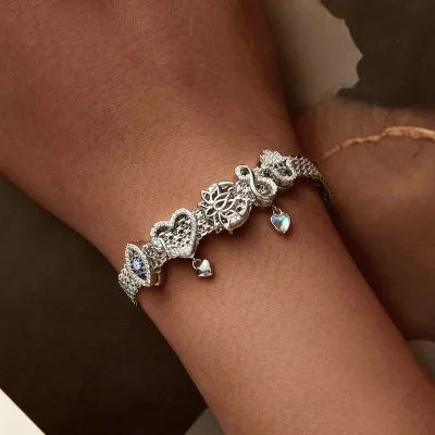 Vòng Pandora Bạc Nữ đính đá CZ Hình Bông Hoa Hồng Raya LILI 090166 4