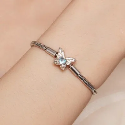 Vòng Pandora Bạc Nữ đính đá CZ Hình Hồ điệp Hayden LILI 089906 2