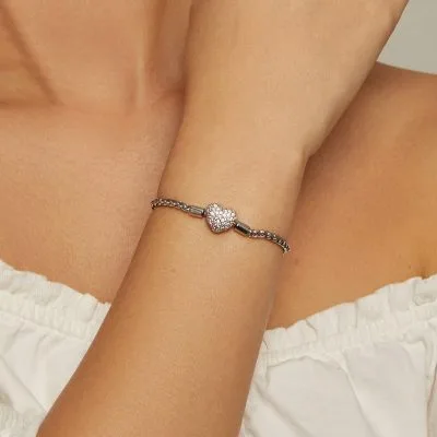 Vòng Pandora Bạc Nữ đính đá CZ Hình Trái Tim Everlee LILI 089944 3