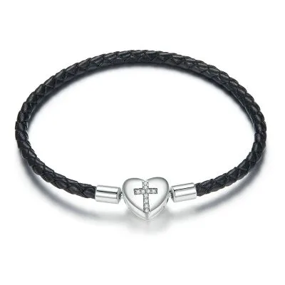 Vòng Pandora Dây Bện Bạc Nữ đính đá CZ Hình Trái Tim Thea LILI 089686 1