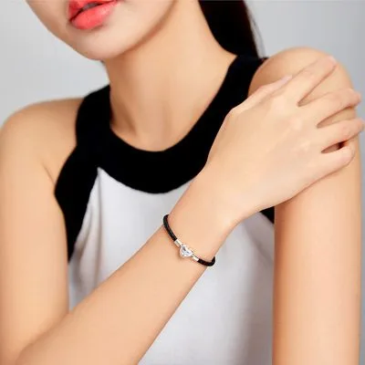 Vòng Pandora Dây Bện Bạc Nữ đính đá CZ Hình Trái Tim Thea LILI 089686 5